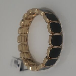 NWT Chico's Gold and Black Enamel Style Stretch Bracelet